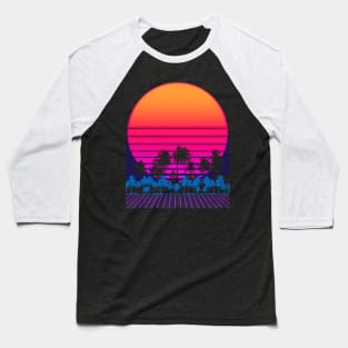 80s Vaporwave Palm Trees Sunset Baseball T-Shirt